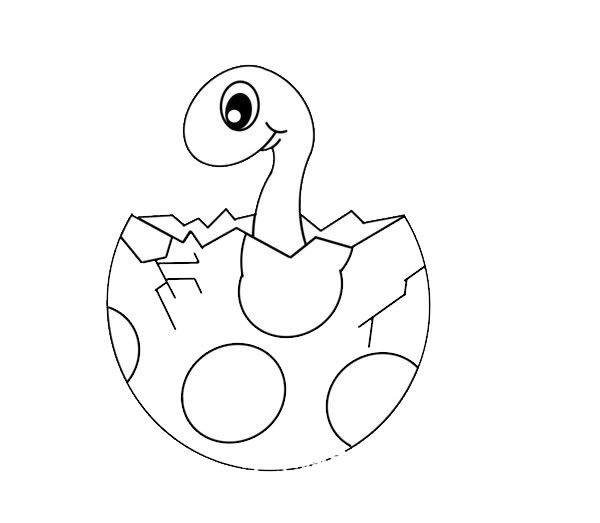蛋壳里的恐龙宝宝简笔画步骤
