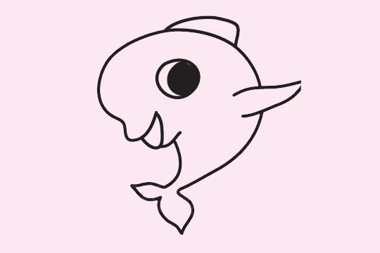 大眼睛海豚卡通简笔画
