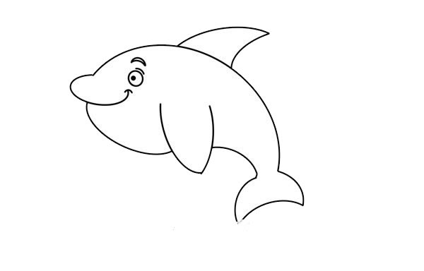 胖乎乎的海豚简笔画步骤