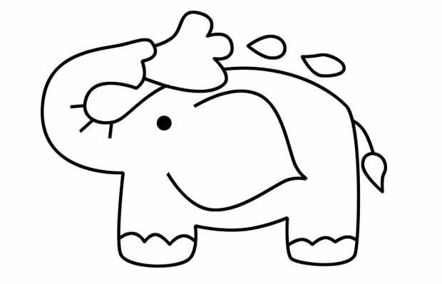 小象洗澡简笔画