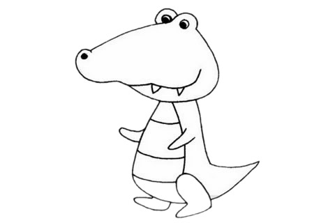 简单的卡通鳄鱼简笔画画法