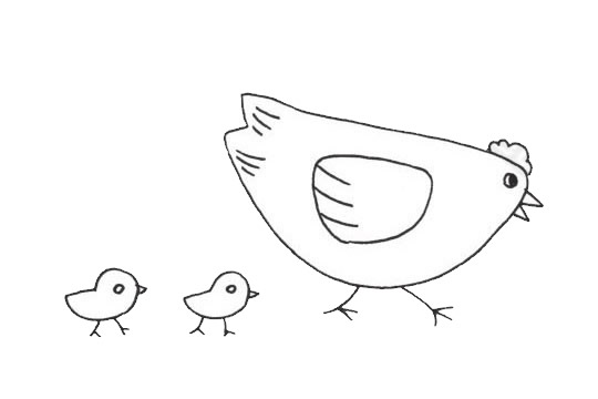 母鸡妈妈和鸡宝宝简笔画