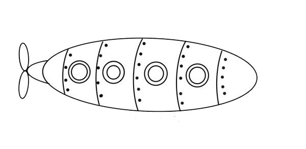 简单的卡通潜水艇简笔画