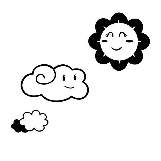 可爱的太阳合云朵简笔画